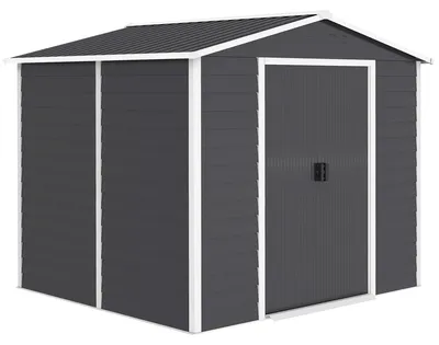 Image de Abris de jardin en métal – Abri de rangement résistant aux intempéries | Couleur : Gris, Blanc | Dimensions : 206 x 240 x 198 cm
