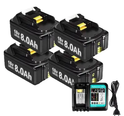 Productafbeelding van Batterij, 8000 mAh capaciteit, brede compatibiliteit, 4 x 8.0Ah, 1 x oplader 4A, 18V