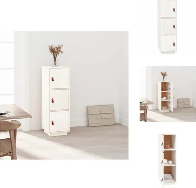 Zdjęcie produktu dla vidaXL Kredens biały 34x40x108,5 cm lite drewno sosnowe - Kredensy
