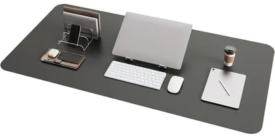 Immagine prodotto di Tappetino per mouse da scrivania, ecopelle, effetto scamosciato, grigio scuro, 100x50 cm