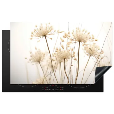 Produktbild von KitchenYeah© Herdabdeckplatte Blumen - Weiß - Sonnenlicht , 83x51cm, Küche Deko, Glaskeramikkochfeld Herdabdeckung, Abdeckplatte fùr Kochfeld