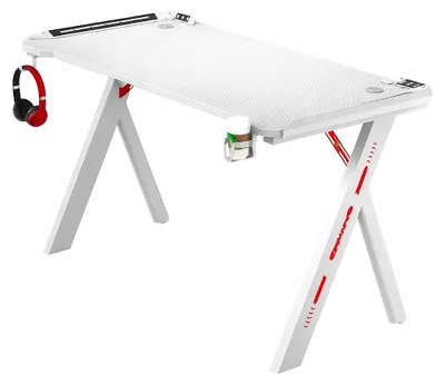 Zdjęcie produktu dla Biurko – biurko do gier 120 x 60 x 75 cm – białe biurko komputerowe – biurko do gier – białe biurko