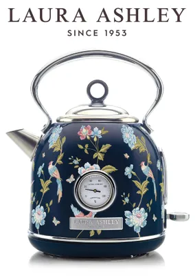 Image de Bouilloire électrique Laura Ashley 1,7 L 2200 W à ébullition rapide avec indicateur de température, motif Elveden Navy, productTiles.product.images.aiGenerated