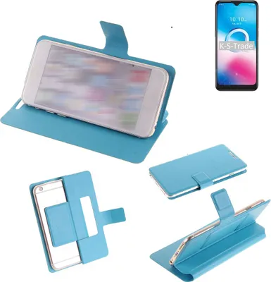 Produktbild von K-S-Trade Schutzhülle Handyhülle kompatibel mit Alcatel 3L (2020) Flip cover Handy case Smartphone Klapphülle blau