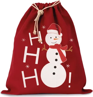 Zdjęcie produktu dla Kimood Baumwolltasche mit Kordelzug und Schneemannmotiv