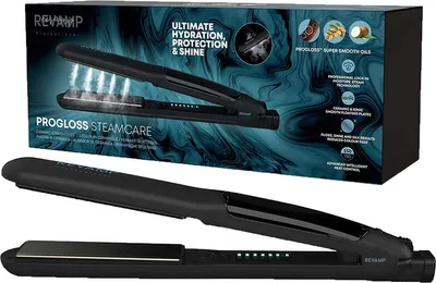 Produktbild von Revamp Progloss Steam Hair Straightener with Ceramic Plates and Ion Technology for Smooth, Shiny, and Frizz-Free Styles