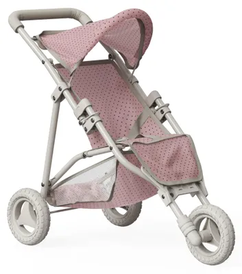 Produktbild von Olivia's Little World Puppenwagen im Jogging-Stil mit Verdeck, Stauraum darunter, Rosa/Creme/Grau