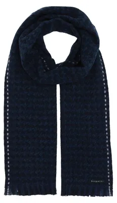 Productafbeelding van bugatti sjaal Scarf With Houndstooth Pattern Navy donkerblauw