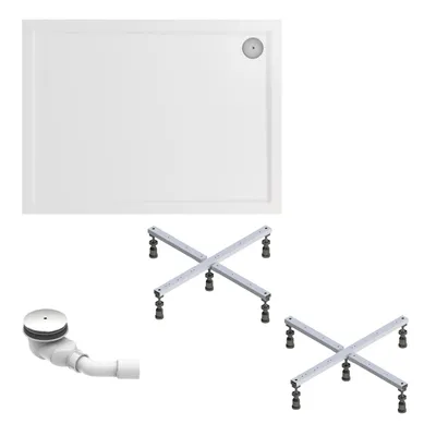 Produktbild von Schulte Duschwanne Adria 140x90 cm, Sanitäracryl Weiß, Set mit Fußgestell + Ab- und Überlauf, Höhe 16,5 - 21,5 cm