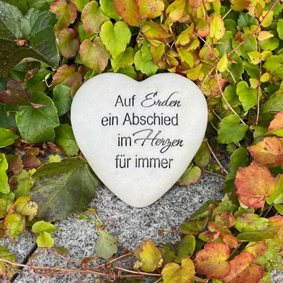 Produktbild von Grabschmuck Grab-Herz mit Spruch "Auf Erden ein Abschied im Herzen für immer"