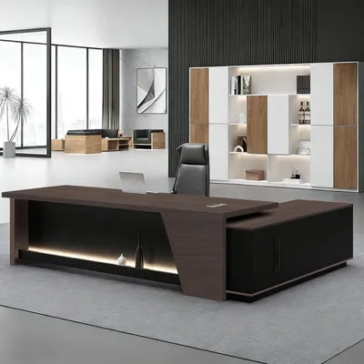 Immagine prodotto di Scrivania a forma di L con spazio contenitivo, dimensioni 160x80x75 cm, colore bianco e nero