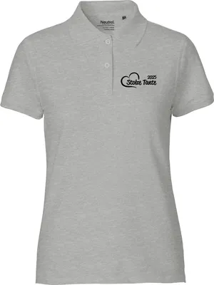 Produktbild von Huuraa Damen Polo Shirt Stolze Tante 2025 Herz M Sport Grey Bio Baumwolle Fairtrade Poloshirt Geschenkidee