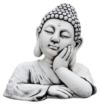 Produktbild von Buddha-Büste aus Steinguss, Höhe 35 cm, 18 kg, grau, frostsicher für den Außenbereich