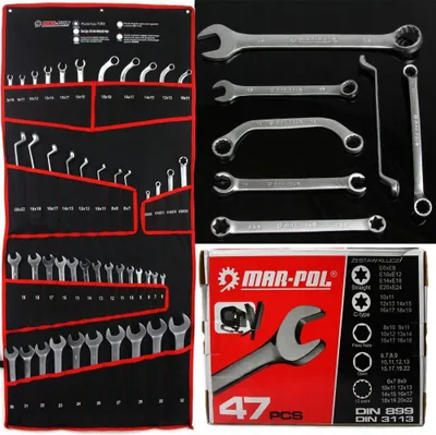 Immagine prodotto di Set di chiavi combinate 47 pezzi Chiave ad anello TORX Chiave ad anello semiaperta CRV