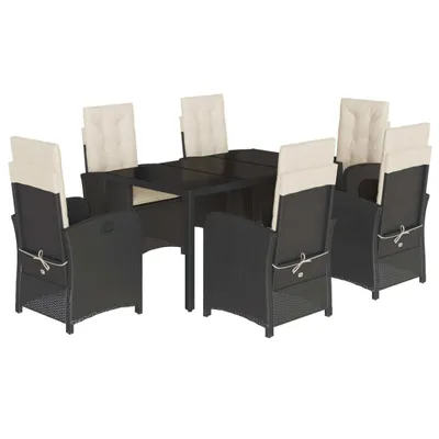 Produktbild von vidaXL 7-tlg. Garten-Essgruppe mit Kissen Schwarz Poly Rattan