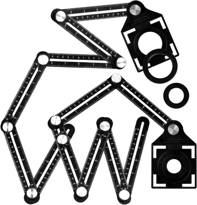 Productafbeelding van Hoeksjabloon Aluminium - Tegelgereedschap Meetliniaal - Nauwkeurig Meten - 12-Zijdig Verstelbaar - 12 cm / 4 inch - Zwart
