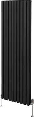 Produktbild von Oval Röhrenheizkörper & Chrom Thermostatventile – 1800mm x 600mm - Schwarz