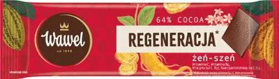 Obrázok produktu pre Wawel Czekolada gorzka 64% z żeń-szeniem 20 g