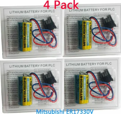 Produktbild von 4Pcs Mitsubishi PLC Akku A6BAT ER17330V Größe 2/3A 3,6V Li-Ion Akku + Stecker