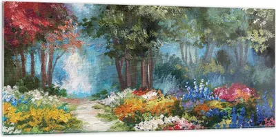 Produktbild von Bilder auf glas - Einteilig - Impressionismus Natur Wald - 120x50cm - Glasbilder - Wandbilder - Bilder - Wanddekoration aus Glas - Glas Bilder - Wandbild auf Glas - GAB120x50-4271