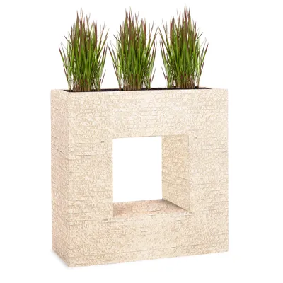 Produktbild von PFLANZWERK® Hochbeet Pflanzkübel VISTA 66cm ANTIK SAND Premium Blumenkübel Fiberglas Lotus-Effekt Fiberglas - Frostbeständig - Handgefertigt -