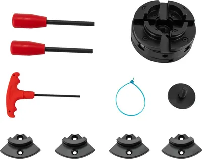 Image de Mandrin pour tour à bois - Auto-centrant à 4 mors - Filetage M18x2,5 - Intérieur 39-76 mm - Extérieur 51-92 mm - Hauteur des mors 30 mm - Un jeu de mors - Noir