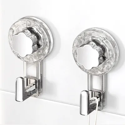 Produktbild von Handtuchhalter mit Saugnäpfen, kein Bohren erforderlich, extra starke Saugnäpfe, 62 mm Saugnäpfe mit Haken, Badezimmerhaken mit Saugnäpfen für Bad, Küche und Tür (transparent + silber, 11,2 * 6,2 * 4,3 cm * 2)
