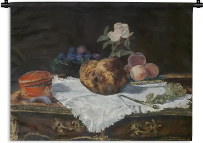 Produktbild von MuchoWow® Wandteppich Wandbehang Die Brioche - Edouard Manet 60x45 cm Tapisserie Dekoration Wandtuch - Das Schlafzimmer