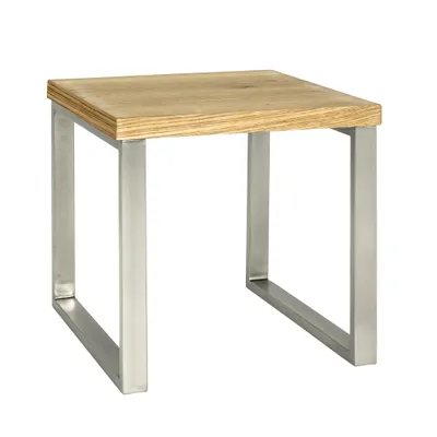 Produktbild von HAKU Beistelltisch edelstahloptik, eiche - Echtholzfurnier, MDF, Metall, Wabenplatte, B/H/T: 45x45x50 cm