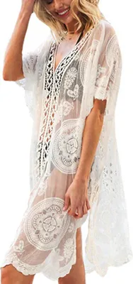 Produktbild von Damen Badeanzug Cover Up für Strand Pool Bademode Häkelkleid Strandkleider