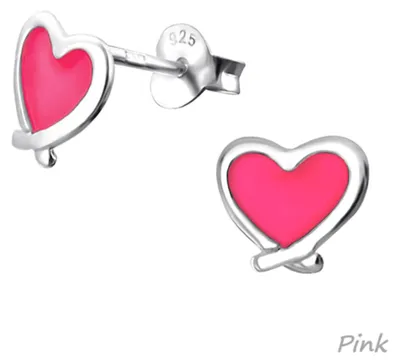 Produktbild von Kinder-Ohrstecker: 925 Silber Ohrringe „Herz“ Pink