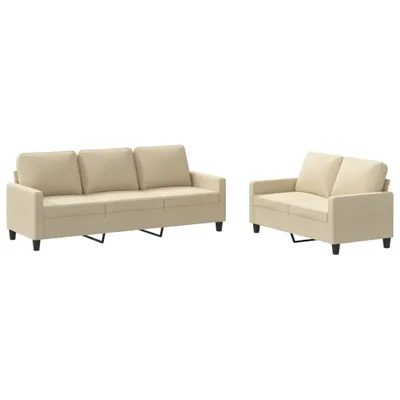 Produktbild von 2-tlg. Sofagarnitur mit Kissen Creme Stoff
