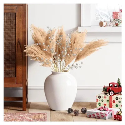 Produktbild von Festliche Weihnachtsdekoration mit 2 Acrylzweigen und goldenen Kristallen für Schaufenster und rustikale Wohnräume