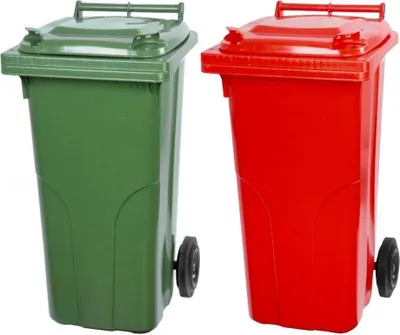 Produktbild von SuperSparSet 2x PROREGAL 2-Rad-Mülltonne MGB | HDPE-Kunststoff | 120 Liter | Grün & Rot