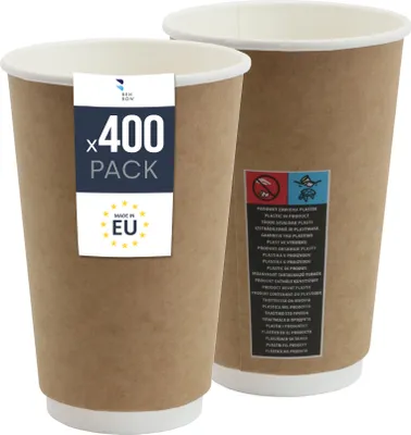 Zdjęcie produktu dla 400x papierowy kubek termiczny - jednorazowy kubek o pojemności 400 ml do gorących napojów, takich jak kawa, herbata i grzane wino