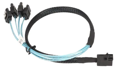 Image de Câble Mini SAS HD SFF 8643 vers 4 ports SATA 3.0, 12 Gbps, PVC, double canal, 7 broches, pour baie de disques durs de serveur, longueur 1 m / 3,3 ft