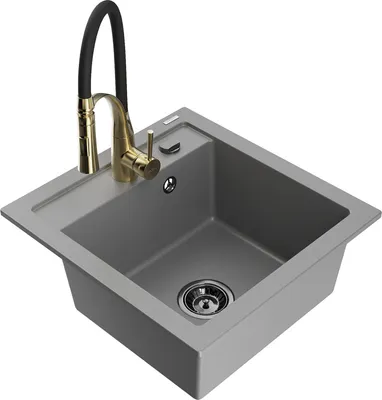Produktbild von Mexen Vito 1-Becken-Granit-Spüle mit Mischbatterie Aster, Grau - 6503-71-73450-57-B