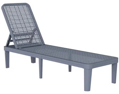 Obrázek produktu pro Zahradní lehátko – nastavitelné relaxační lehátko – plast PP – opěradlo s 4 polohami – nosnost do 120 kg – rozměry 191x55x35,5 cm – tmavě šedá barva