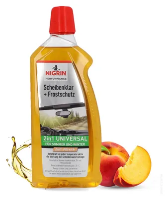 Produktbild von NIGRIN Scheibenklar + Frostschutz Pfirsich | 1 Liter | Reinigungszusatz für Auto