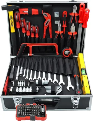 Obrázek produktu pro 755-57 Hliníkový kufřík s nářadím, vybavený kvalitním nářadím, kompletní sada, plně vybavený, kufr s nářadím pro domácnost, garáž, dílnu