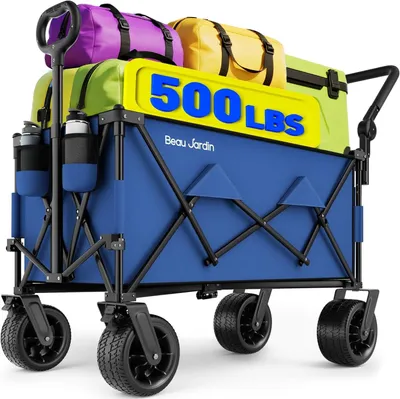 Produktbild von Faltbarer Bollerwagen - Strandwagen - Klappwagen - Transportwagen - Handwagen - Große, geländetaugliche Räder