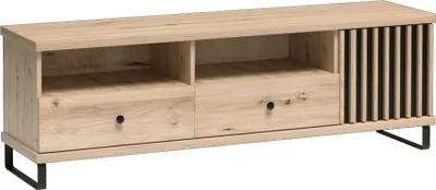 Produktbild von Minio, TV-Schränk "CALI 6", Lamellen, 160cm, mit Metallbeine, Artisan Eiche / Schwarze Farbe