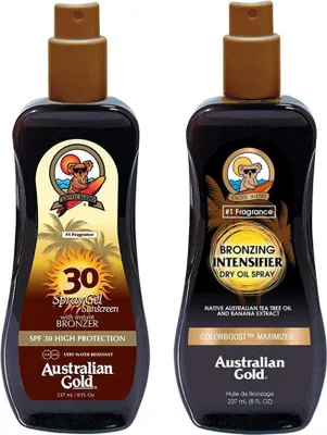 Produktbild von Australian Gold | Sonnenpflege Set - SPF 30 Spray Gel + Intensifier Öl - 237ml - Bräunung - Feuchtigkeit
