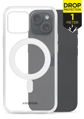 Productafbeelding van Mobilize Naked Protection: Transparante iPhone 15 MagSafe hoesje, harde achterkant, schokbestendig - Transparant