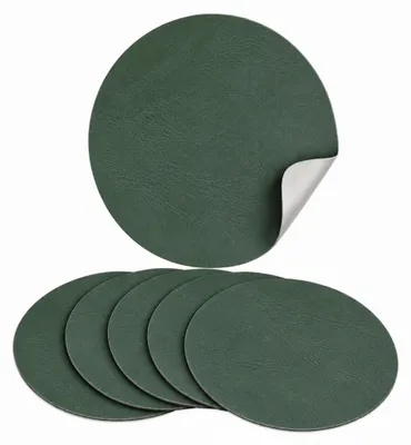 Produktbild von Platzset Kunstleder rund, 2in1 Wende-Tischunterlage, Platzdeckchen Polyurethan38cm Dunkelgrün/Hellgrau 6er Set