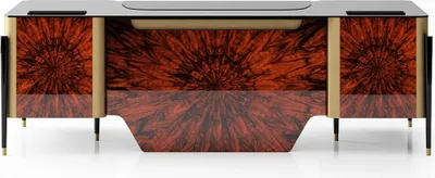 Produktbild von Moderner Brauner Schreibtisch Designer Holztisch Chefmöbel Bürotisch