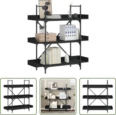Produktbild von The Living Store Bücherregal 3 Böden Schwarz 100x33x108,5 cm Holzwerkstoff
