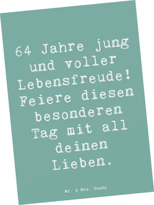 Produktbild von Mr. & Mrs. Panda Ansichtskarte Spruch 64. Geburtstag Freude - Meeresbrise - Geschenk, feiern, Geburtstagsfreude, Fotokarte, Grußkarte, einzelkarte, Postkarten, Postkarte
