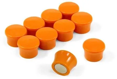 Produktbild von Kleine orangefarbene Magneten für Kühlschrank und Whiteboard, 10er Pack