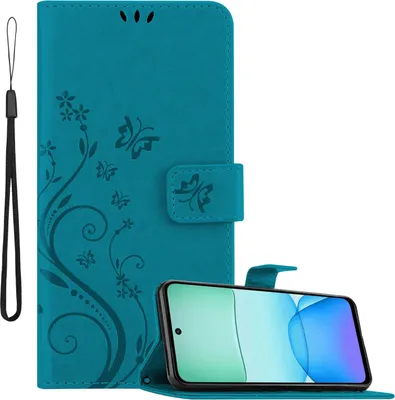 Immagine prodotto di Cadorabo cover per Xiaomi RedMi 13 4G in FLORAL BLUE Cover protettiva dal design floreale con chiusura magnetica, funzione stand e slot per carte Book Case Cover